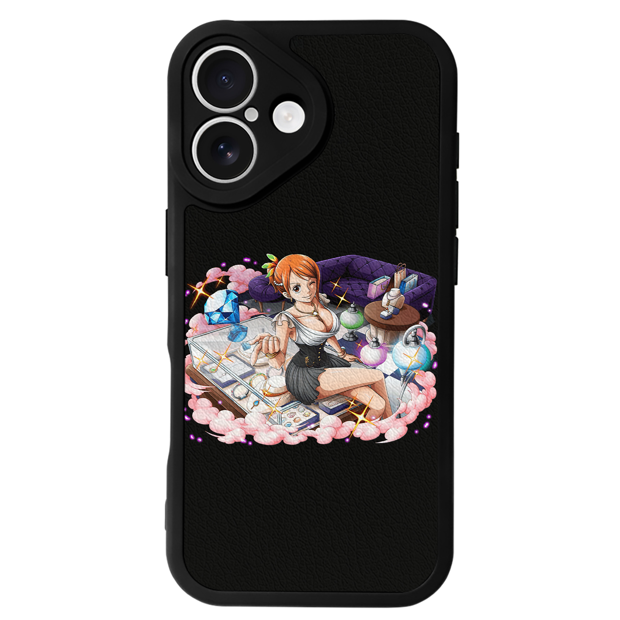 （画像用） ワンピース ナミ ONE PIECE Nami 【iPhone 16シリーズ対応】シリコンスマホケース（レザー調） 材質：シリコン